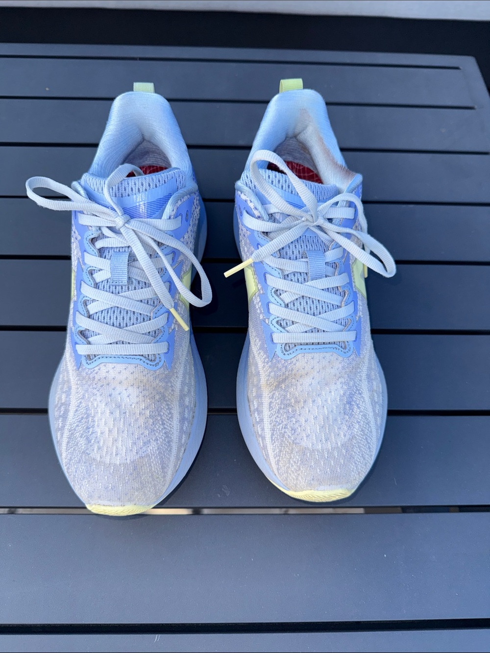 Mephisto Women's Pale Blue and Yellow Running Sneakers